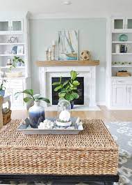 Summer Blues Coastal Family Room Tour Sand And Sisal Coastal Family Rooms Summer Living Room Coastal Cottage Living Room