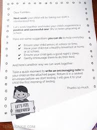 standardized testing parent letter freebie teach junkie