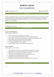 Server Assistant Resume Samples Qwikresume