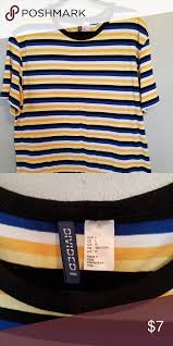 Black And Yellow Stripes Shirt Divided By H M Striped T Shirt L Divided Striped T Shirt Blue White Gold Black Yellow Divided Shirts Tees Short Slee Stripe Tshirt Striped Shirts Blue