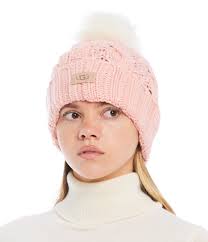 Ugg inspired unisex knit fleece lined pom pom hat. Ugg Women S Knit Cable Beanie With Faux Fur Pom Dillard S