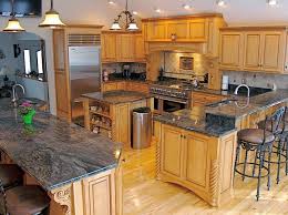 Oak Cabinets With Granite Countertops As Your New Kitchen Styles Blue Granite Countertops Kitchen Backsplash Tile Designs Granite Countertops Kitchen