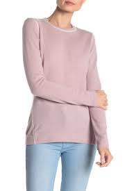 Sofia Cashmere Cashmere Contrast Crew Neck Sweater Hautelook