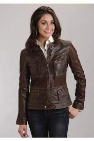 Basket Weave Accents On Leather Jacket Stetson Ladies Collection Outerwear Urban Leather Jacket Leather Jacket Women Brown Leather Jacket Style