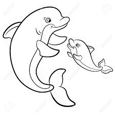 Predicting a baby's eye color has fascinated parents for generations. Coloring Pages Marine Wild Animals Mother Dolphin Swims With Her Little Cute Baby Dolphin Royalty Free Cliparts Vectors And Stock Illustration Image 58544103