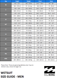 billabong wetsuit size chart thewaveshack com