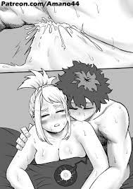 1boy 1girls amano44 closed eyes cum cum in pussy cum inside  greyscale impregnation izuku midoriya monochrome my hero academia ochako  uraraka ovum penetration pounding sex short hair sperm cell
