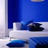 Many blues combine to make this bedroom come together. 1