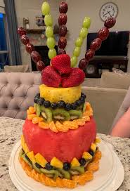 Forget kids.i would love a ginormous donut cake! Healthy Alternative To Cake Fruitcake Cake Healthy Fruit Eatingclean Birthday Cake Alternatives Fruit Cake Cake