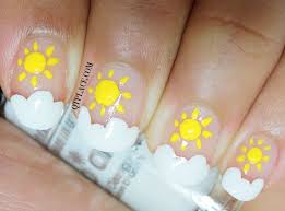 Nail Art For Beginners Sun And Clouds Nail Art Qtplace Diy Nail Designs Nail Designs Summer Nail Art For Beginners