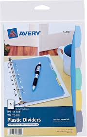 Amazon Com Avery 5 Tab Plastic Mini Binder Dividers Write Erase Multicolor Tabs 1 Set 16180 Office Products Binder Dividers Mini Binder Binder
