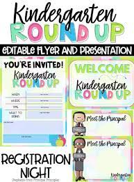 Kindergarten Round Up Editable Powerpoint And Flyer For Registration Night Kindergarten Orientation Kindergarten Registration Kindergarten