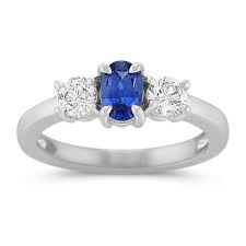 Oval Sapphire And Round Diamond Three Stone Ring Fashion Rings Designer Engagement Rings Three Stone Rings