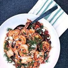 Grill Harissa Shrimp With Chickpea Dill Tomato Sauce In 30 Brit Co