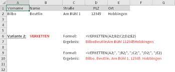 Nehme ich die verketten funktion jetzt mit hinzu sieht das schon einmal so aus: 4 Wege In Excel Um Texte Zu Verketten Der Tabellenexperte