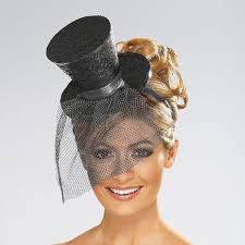 Top Hat Small Hat With Veil Small Hat With Veil Mini Top Hat With Veil Black
