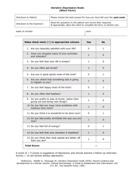 Fillable Online Geriatric Depression Scale Short Form Make Check Mark In Fax Email Print Pdffiller