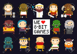 There are 3501 8 bit pixel art for sale on etsy, and they cost $15.64 on average. Pixel Art Characters 8 Bit Game Characters Warriors Monsters Mage Sorcerer Humans And Orcs We Love 8 Bit Games Sign Royalty Free Cliparts Vetores E Ilustracoes Stock Image 56731287