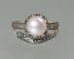 Pearl Engagement Ring Vintage Style Edwardian Style Sterling Etsy Pearl Engagement Ring Pearl Engagement Ring Vintage Vintage Engagement Rings