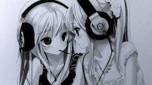 (may 2020)☆ ok just want to say, this video is pretty old, and i'm sorry but it's basically just me drawing. Drawing Two Anime Girls With Headphones Graphite Pencil Youtube