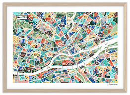 A Map Of Nantes Art Carte Carte De Nantes Cartographie