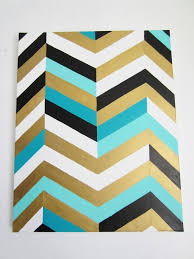 Chevron Art Painting 16x20 Gold Teal Turquoise Black And White Chevron Art Painting Bathroom Gold Rooms