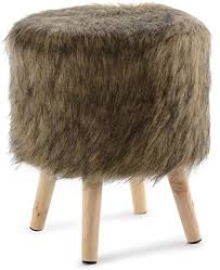 Perfect just what i was looking for for my vanity. Amazon Com Cheer Collection 13 Round Ottoman Super Soft Decorative Brown Mink Faux Fur Foot Stool With Wood Legs Home Kitchen