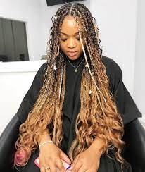 Dhairprof Inc On Instagram B O H O Book As Boho Box Braids Waistlength Boho Braids I Beautiful Black Hair Black Hair With Blonde Highlights Blonde Braids