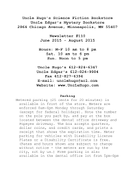 Uncle Hugos Science Fiction Bookstore Uncle Edgars Mystery Bookstore 2864  Chicago Avenue, Minneapolis, MN 55407 Newsletter 11