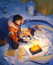 Art of January Sun — OCs Bailin (white arctic merman) and Li Yun...