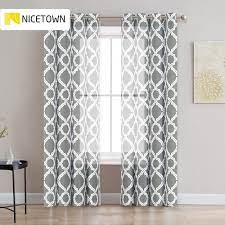 Cute but subtle and modern pattern. Nicetown 1pc Print Moroccan Pattern Sheer Curtain Grommet Decoration Items With Modern Curtain Living Room Bedroom Fashion Voile Curtains Aliexpress