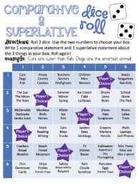 The first one is a simple pair speaking activity to practise the comparatives. Comparative And Superlative Dice Roll Game By Mrs Perez Tpt