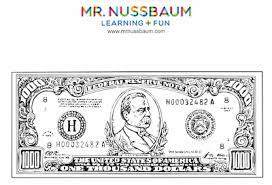 Us dollar coloring page alltoys for. Mr Nussbaum United States 100 Bill Coloring Benjamin Franklin