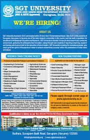 Sgt University Gurugram Wanted Professors Associate Professors Assistant Professor Facultyplus