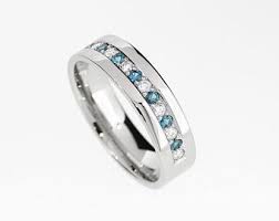 Grand Palladium Mariage Bande Avec Turquoise Et Blanc Diamants Alliance Homme Bague En Diamant Bleu Moderne Demi Eternite Ring Shopping Wedding Rings Rings