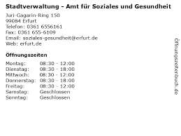 Heute beherbergt es die regionalleitung für oberfranken falk l. á… Offnungszeiten Stadtverwaltung Amt Fur Soziales Und Gesundheit Juri Gagarin Ring 150 In Erfurt