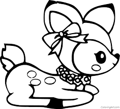 Baby deer coloring pages are a fun way for kids of all ages to develop creativity, focus, motor skills and color recognition. Baby Deer With A Bowknot Coloring Page Coloringall