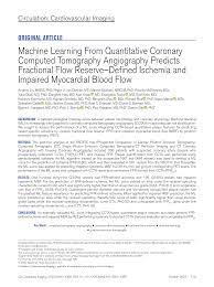 Machine Learning From Quantitative Coronary Computed Tomography Angiography  Predicts Fractional Flow Reserveâ•ﬁDefined Isch