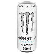 A can of monster energy drink is typically 16 ounces and contains 220 calories. Monster Energy Ultra 500ml Sainsbury S
