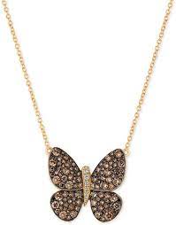 Levian Le Vian Chocolatier Diamond Butterfly Pendant Necklace 1 7 8 Ct T W In 14k Rose Gold In 2021 Butterfly Pendant Necklace Butterfly Pendant Chocolate Diamonds
