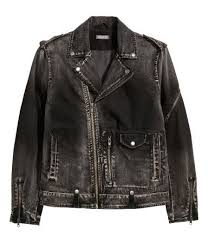 Denim Biker Jacket Black Washed Men H M In Denim Biker Jacket Denim Fashion Biker Jacket