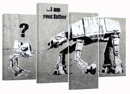 Print of acclaimed street artist banksy, thought provoking and powerful. Banksy Star Wars I M Your Father Set Of 4 New Canvas Etsy You Are The Father Banksy Canvas