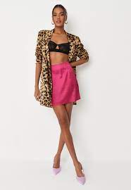 Hot Pink Satin Mini Skirt Missguided