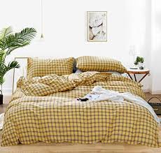 Kasentex down alternative comforter set reversible duvet insert. Amazon Com Jumeey Yellow Grid Comforter Set Queen Black And Yellow Plaid Bedding Sets Full Cotton Girls Boys Buffalo Checkered Comforter Men Women Gingham Bedding Checks Bed Comforters Queen Kitchen Dining