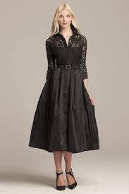 Black Lace And Taffeta Shirtdress With Jeweled Belt Mother Of Groom Dresses Lace Evening Dresses Mother Of The Bride Dresses