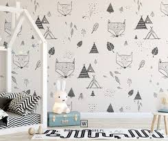 Kids Wallpaper Self Adhesive Foxes In The Forest Fox Light Etsy Kids Bedroom Decor Kids Wallpaper Kids Bedroom
