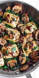Mushroom Ravioli With Spinach Recipes Food Pasta Dishes