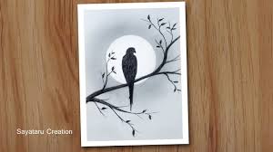 7 fundamentals of pencil drawing. Parrot Sitting In Moonlight Drawing With Pencil Pencil Drawing For Begi Easy Love Drawings Scenery Drawing Pencil Art Drawings Sketches Pencil