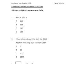Soalan ujian matematik kertas 2 tahun 4. Soalan Matematik Tahun 2 Peperiksaan Pertengahan Tahun Kuora 5