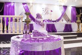 Pin By Pamela S Lee Harris On Wedding Cakes Silver Wedding Decorations Purple Wedding Cake Table Wedding Cake Table Decorations
